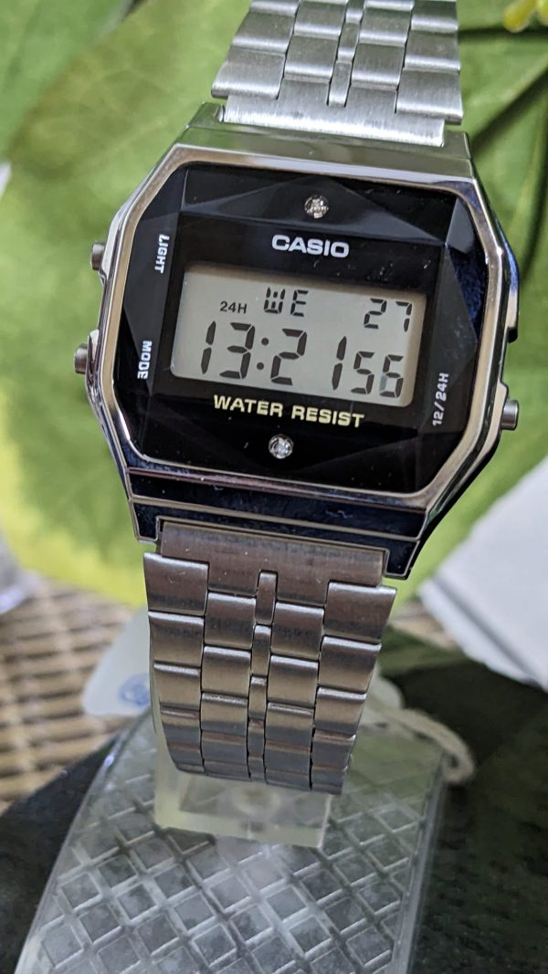 Rare and Vintage Casio 593 A159W Model Men’s Wrist Watch Digital style with 2 stones