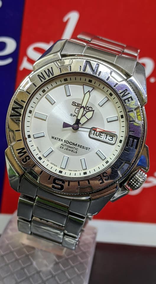 SEIKO '5' COMPASS 'SNZE77' Sports 100M 7S36-02P0 Gents Automatic Watch 23 Jewel