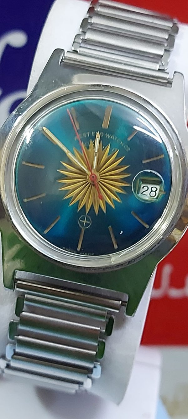 West End Watch Co Sowar Sun Dial Military D 3195 Date Vintage Watch
