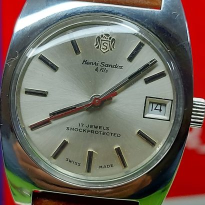 Vintage mens HENRI SANDOZ & FILS Swiss mechanical hand winding wristwatch