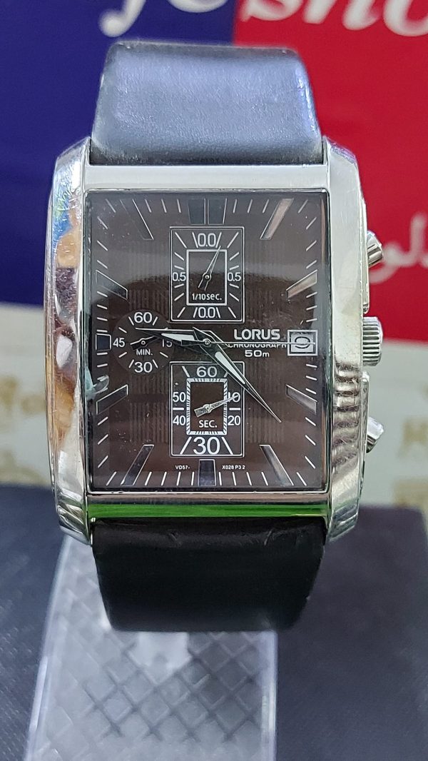 Lorus By Seiko Men’s Chronograph Date Display Square Black Strap Watch VD57-X023