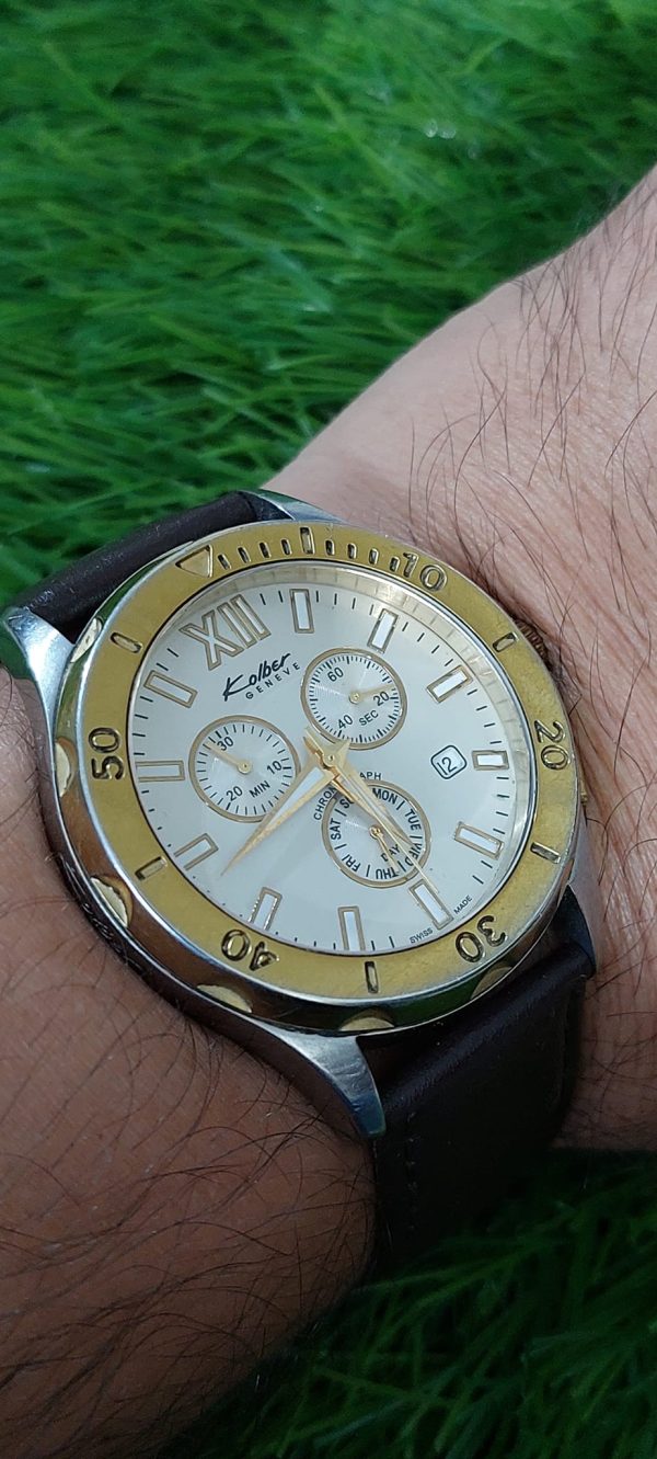 Original Swiss made kolber chronograph Quartz movement watch for Men's