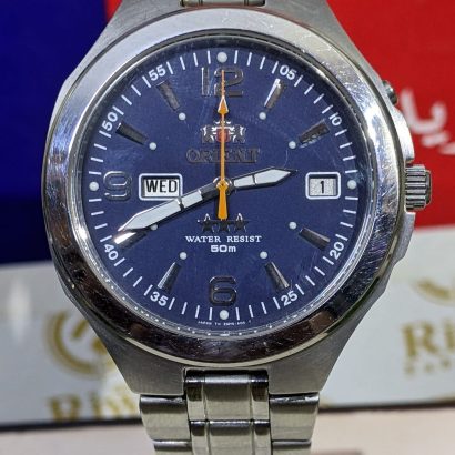 Rare Orient 3 Star Blue Dial Japan Automatic Wristwatch For Men