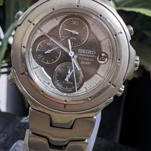 Seiko quartz chronograph 7t32-6m70 Titanium mens watch