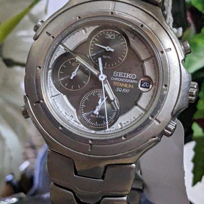Seiko quartz chronograph 7t32-6m70 Titanium mens watch