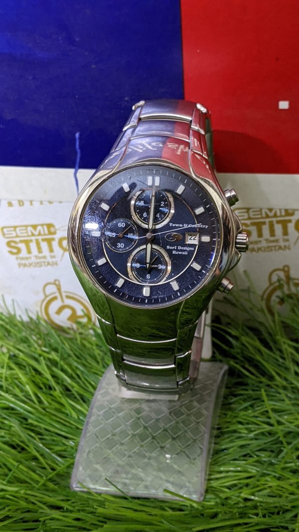 Town and country beautiful blue dial quartz wrist watch for men