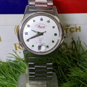 Vintage West End Watch Co. Sowar Prima Automatic Green Crystals Swiss Made Watch
