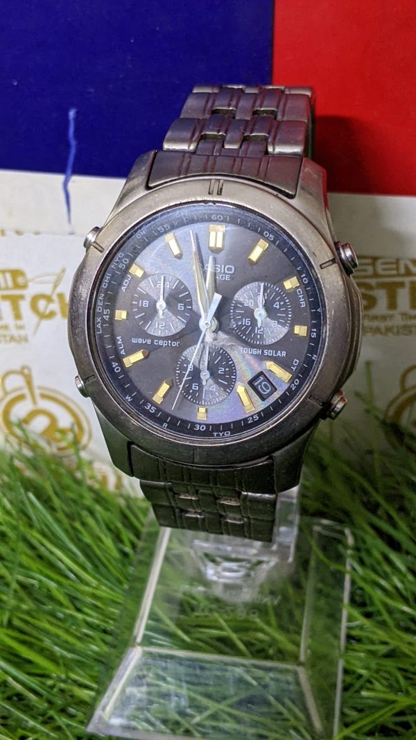 Casio Wave Ceptor Solar Stainless Steel Silver Men’s Wristwatch 4351 WVQ 600