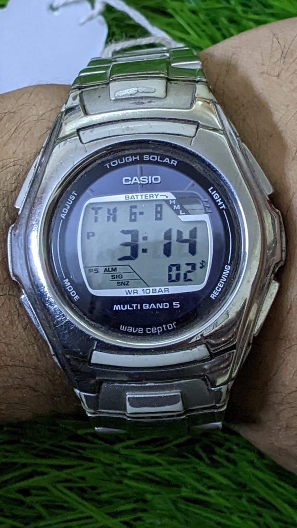Casio Wave Ceptor 3090 Tough Solar WVM120 Multi Band 5 S. Steel Men's Watch