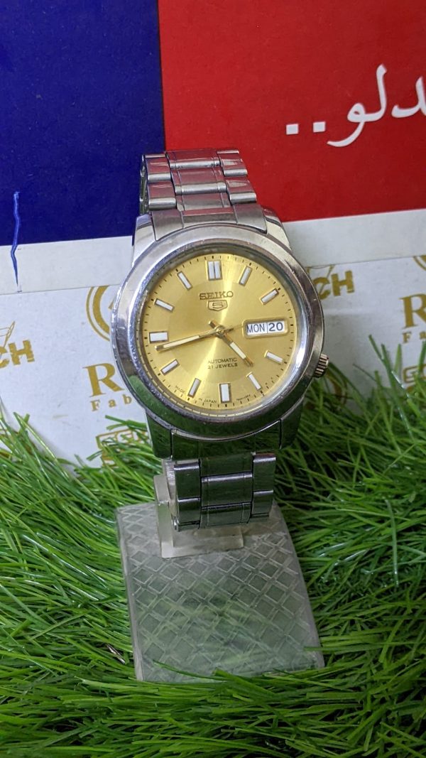 Seiko 5 7S26 Golden Dial Japan Automatic Wristwatch