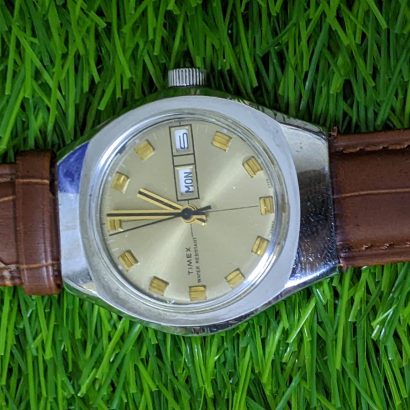 MENS VINTAGE TIMEX 26960 2773 MANUAL WIND GOLD DIAL DAY DATE CALENDAR WATCH