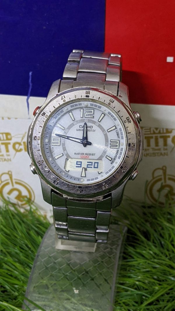 Casio Wave Ceptor Solar Stainless Steel Silver Men’s Wristwatch