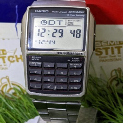 Casio DATA BANK DBC-32 silver Multi lingual retro watch vintage rectangle