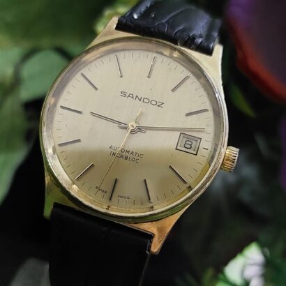 Vintage Sandoz Automatic Golden non numeric dial Switzerland made watch for Men -
