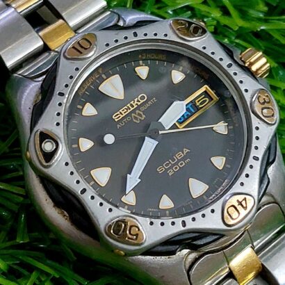 SEIKO 5M23-7A00 Seiko AGS SCUBA 200m Men's Watch Auto-Quartz Starfish Black Dial Collector Enthusiast Present Work
