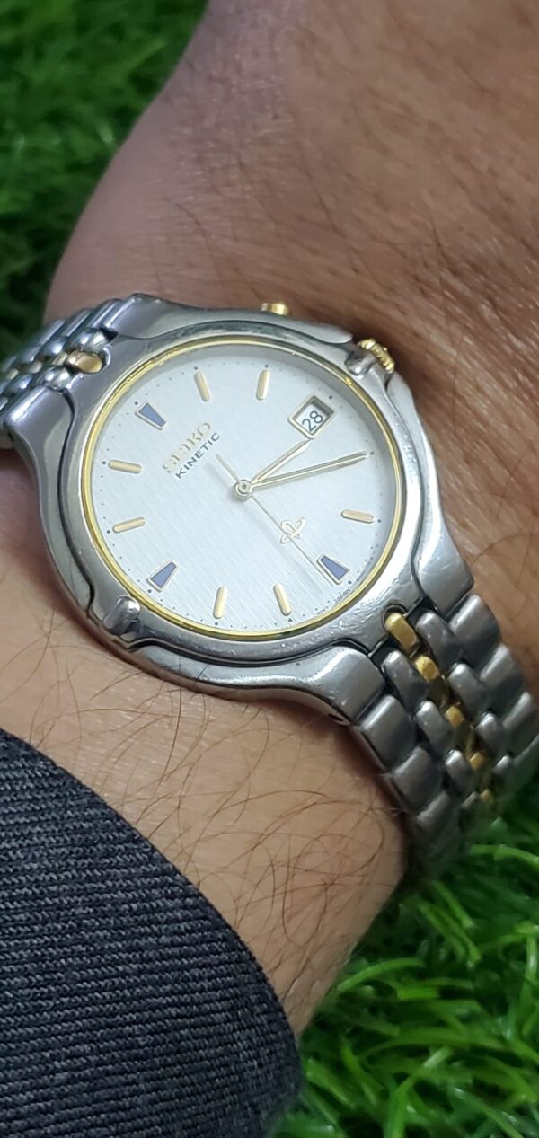 Seiko Two-Tone White Textured Dial Men's Watch #SKH196 Sapphire Crystal
