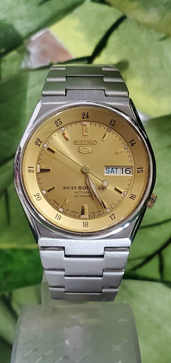 SEIKO 5 Champagne Dial Stainless Steel Automatic Men's Watch 7s36-01H2