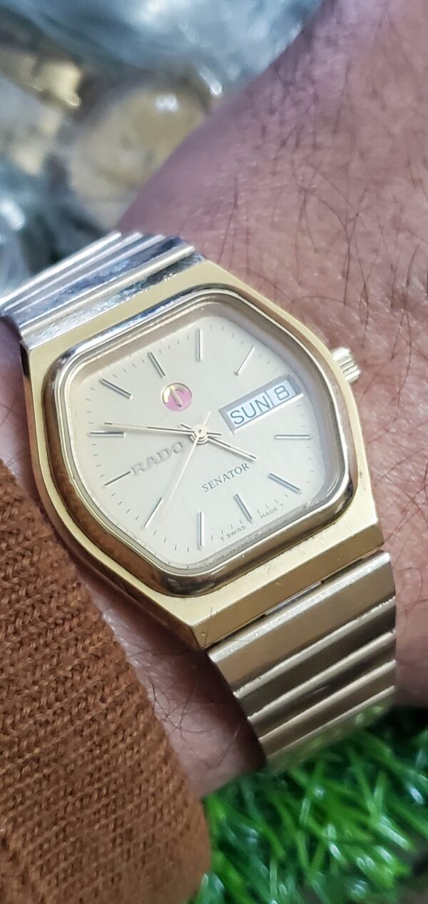 Vintage Rado Senator Automatic Day/Date Stainless Steel Gold Plated Watch For Men's