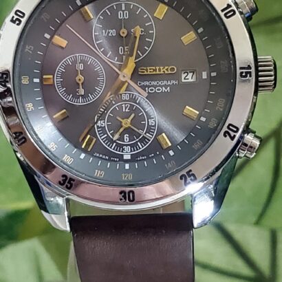 SEIKO SNDC51P1, Men's Stainless Steel Quartz Chronograph Tachymeter Japan made watch for Men's