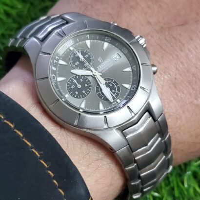 Festina Chronograph F16040 men's wristwatch titanium silver