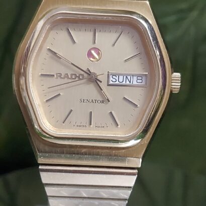 Vintage Rado Senator Automatic Day/Date Stainless Steel Gold Plated Watch For Men's