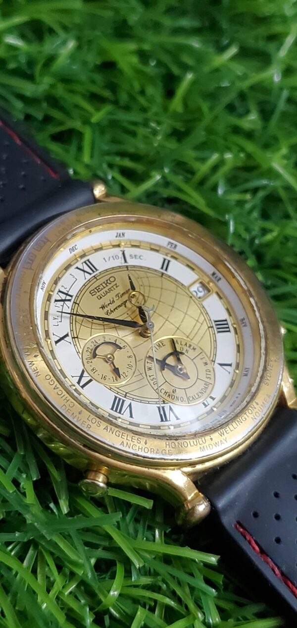 Seiko 6M15-9000 Age of Discovery Perpetual Calendar World Time quartz watch for Men's