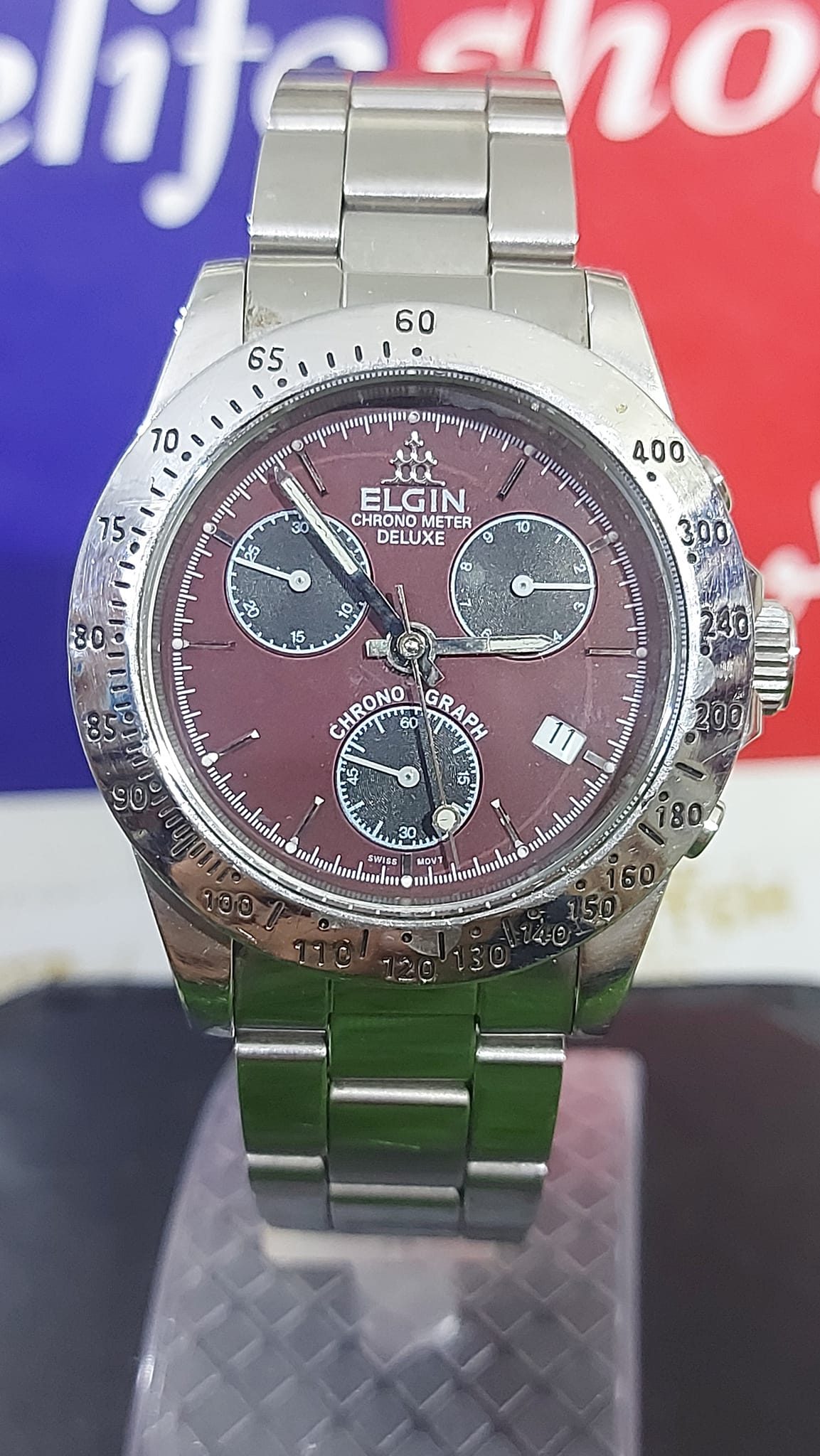 ELGIN Swiss made Chronograph Deluxe FK-350 Chronograph Wrist Watch For Men's