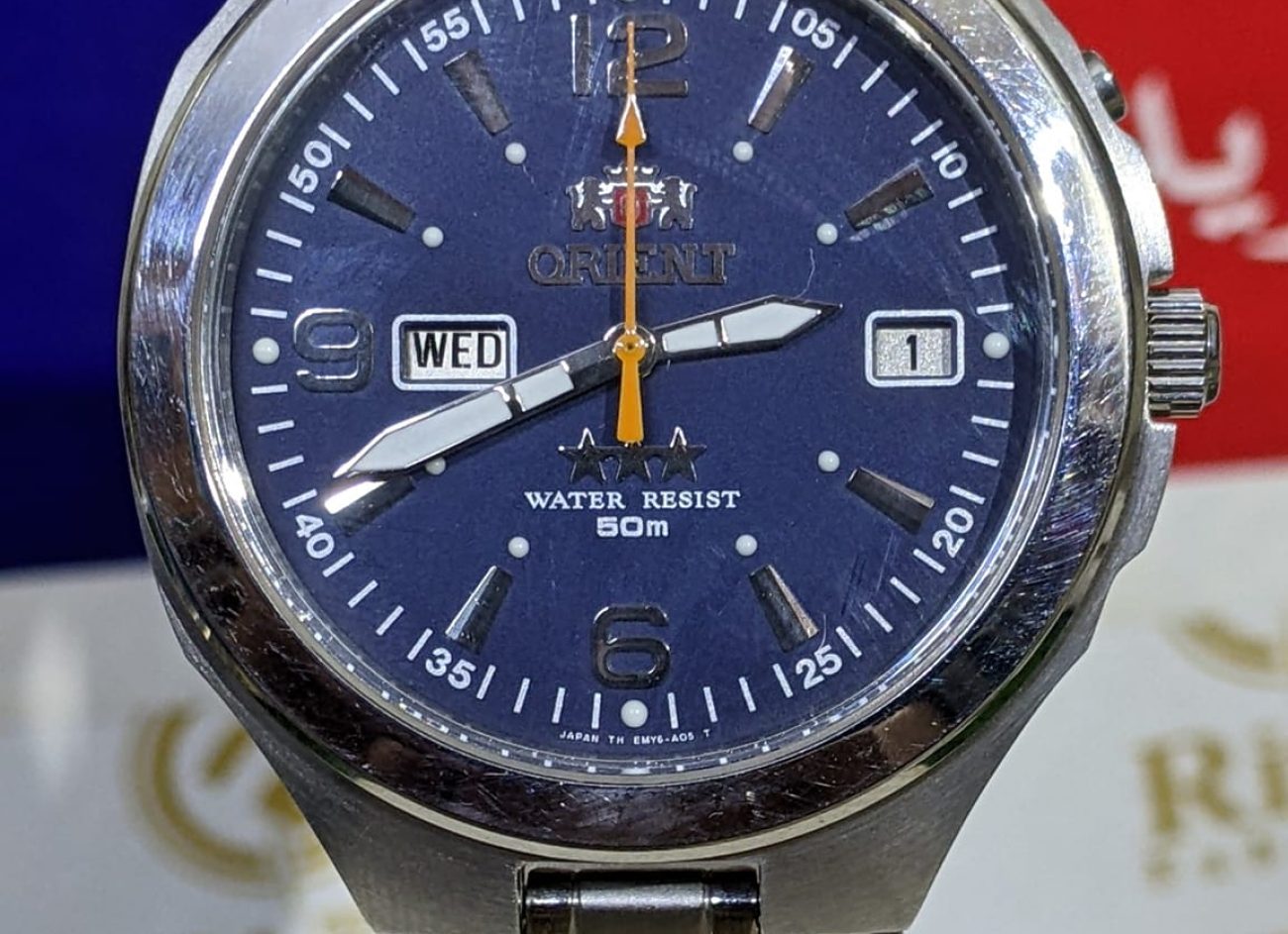 Rare Orient 3 Star Blue Dial Japan Automatic Wristwatch For Men