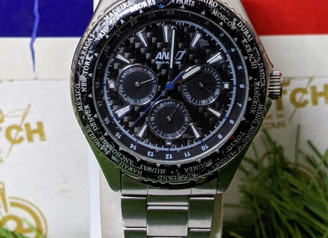 Citizen ANA 7 multi functional black dial watch for men