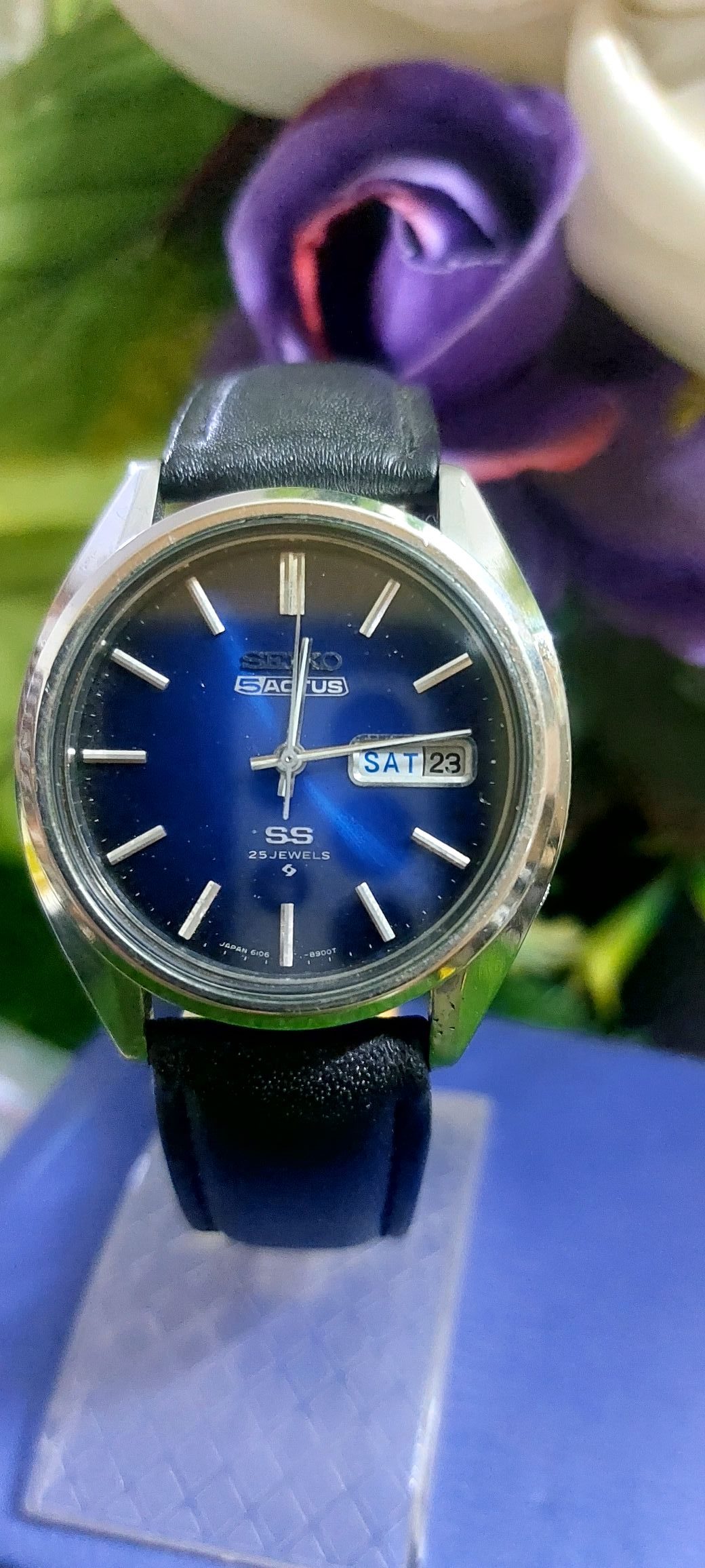 Beautiful and Vintage Seiko 5 Actus SS- 6106 Blue colour Dial Japan made Automatic watch for Men -